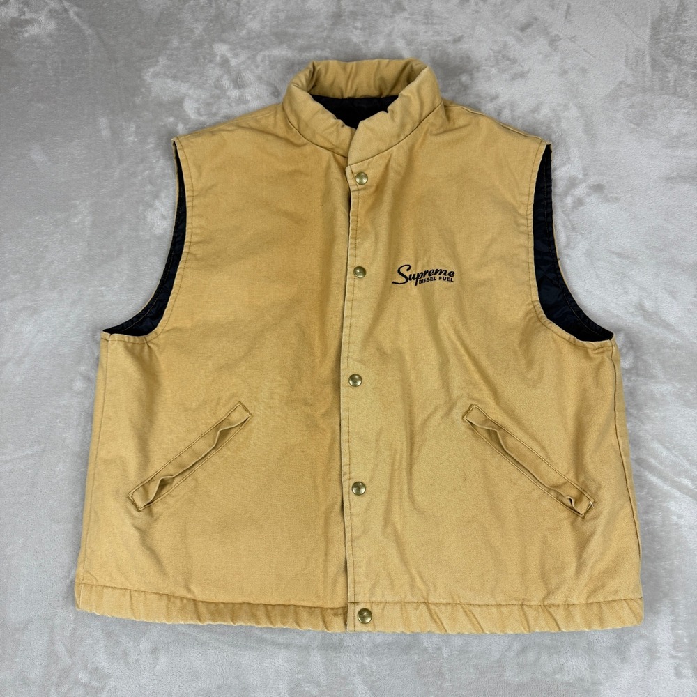 VTG K Products Vest Mens XL Tan Canvas Quilted Lined Workwear Grunge USA Made
